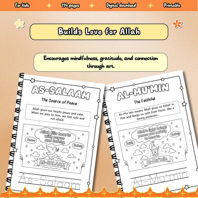 Allah Activity Ramadan Activities for Kids | 99 Names of Allah Coloring Book | Calm ...