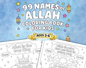 Islamic Homeschool Resource | 99 Names of Allah for Kids | Asma ul Husna Coloring & Learning Printable