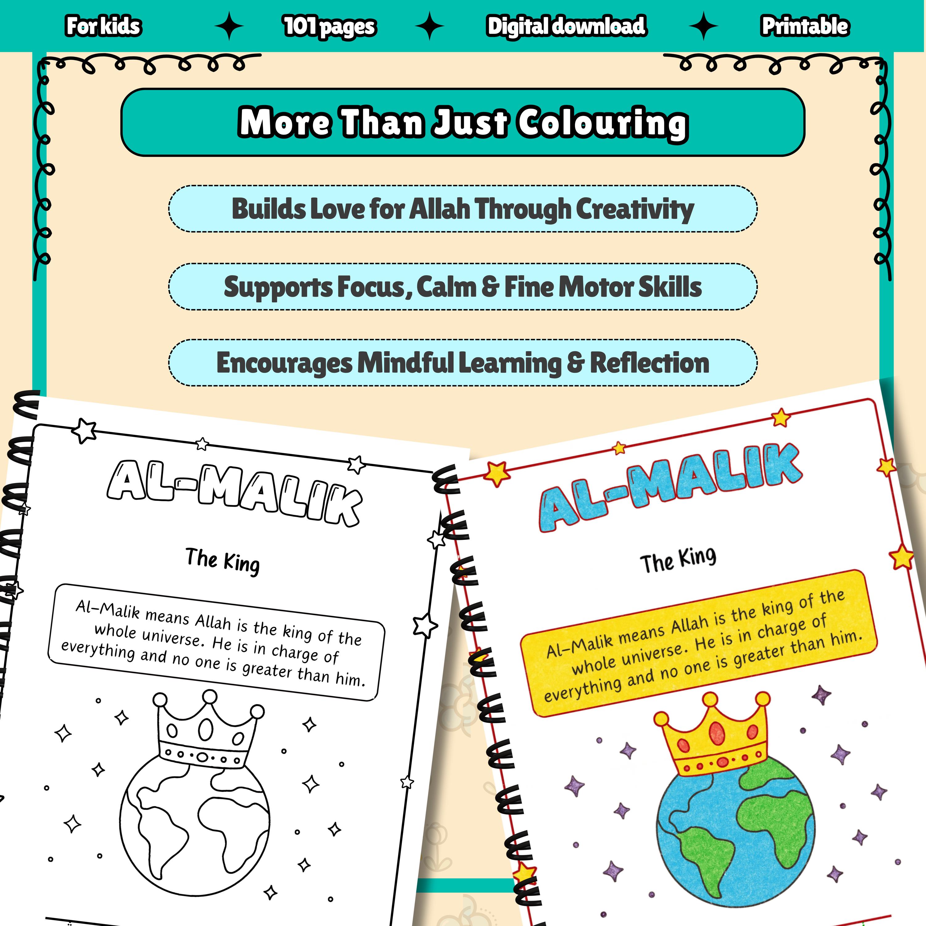 Allah Activity 99 Names of Allah Printable Coloring Book | Islamic Activity for Kids ...