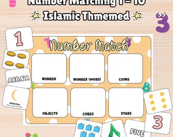 Islamic Game Counting Activity: Arabic Numbers 1-10 (Printable)