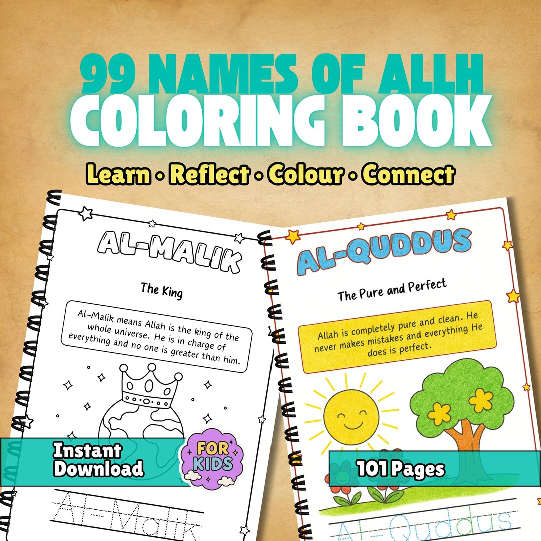 Allah Activity 99 Names of Allah Coloring Book for Kids | Islamic Learning & Faith ...