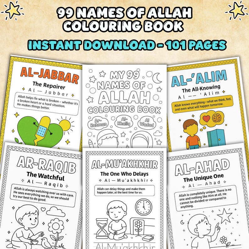 Allahs Names, Muslim Coloring, Coloringbook Kids, Learn Islam, Muslim ...