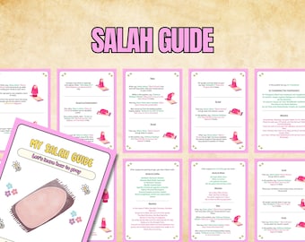 Salah for Kis | Kids' Islamic Salah Prayer Guide: Muslim Prayer Steps, Arabic Du'as (PDF Printable A4/Letter Size)