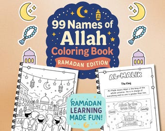 Ramadan Activities for Kids | 99 Names of Allah Coloring Book | Calm Quiet Time Printable | Islamic Learning for Ramadan