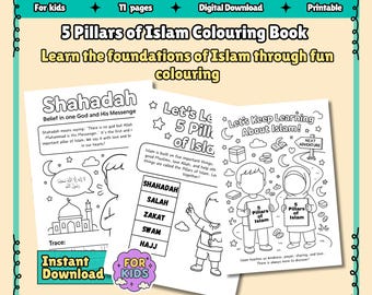 5 Pillars of Islam Coloring Book: Muslim Kids Educational Activity (PDF Download)