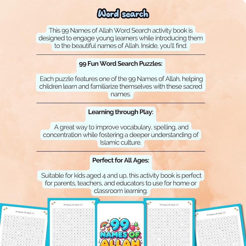 Allah Activity Complete Islamic Learning System for Kids | 99 Names of Allah Bundle ...