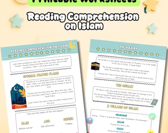 Islamic Reading Comprehension Worksheets: Muslim Homeschool Printable (PDF Download A4 Size 7-Page Set)