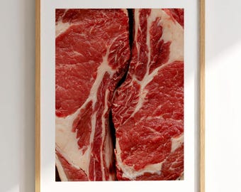 Ribeye Fotografie Druck: Rohes Fleisch Wand Kunst (Digitaler Download)