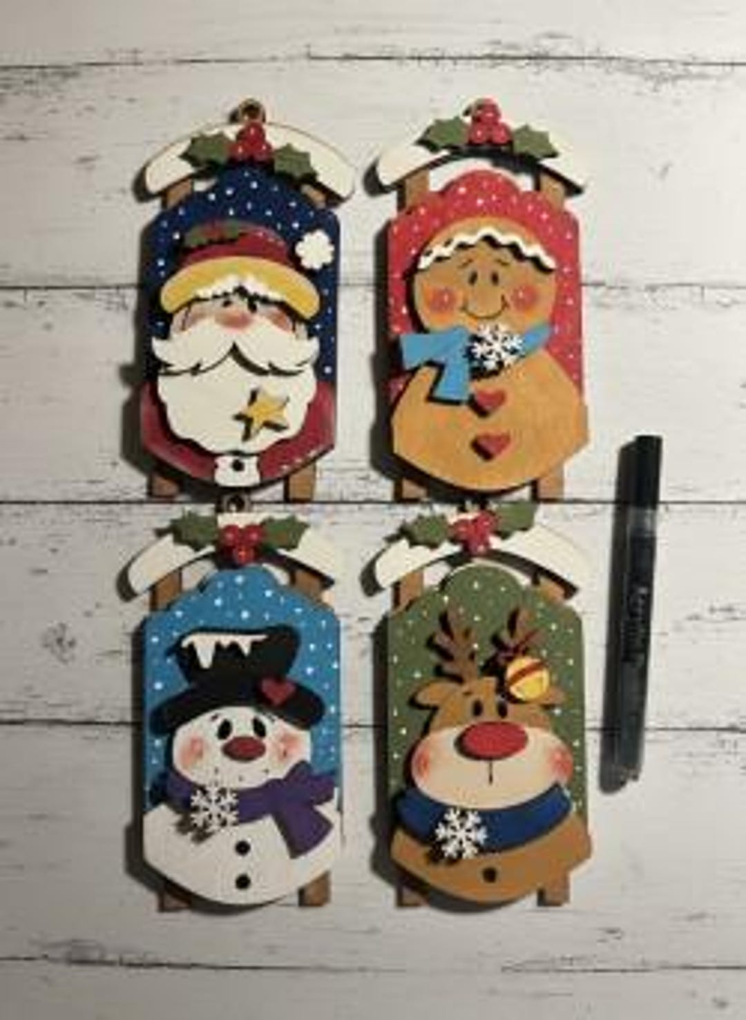 DIY Santa or Rudolph Sled Ornament Kit, Paintable Baltic Birchwood - Etsy