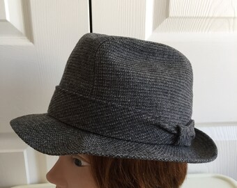 70s  Grey Tweed Hat Size 7  Mallory Stetson Vintage