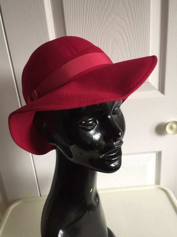 70s Vintage Raspberry Red Doeskin Felt Women Hat Small - Etsy