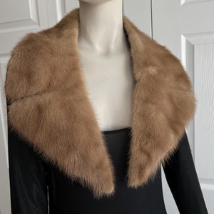 60s Light brown genuine mink fur collar Chic