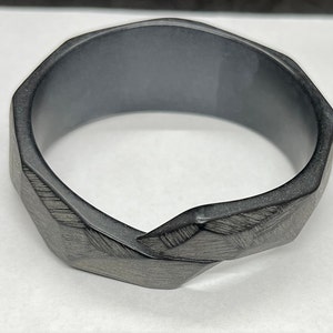 80s Vintage Unusual Charcoal Bark Effect Bangle Bracelet