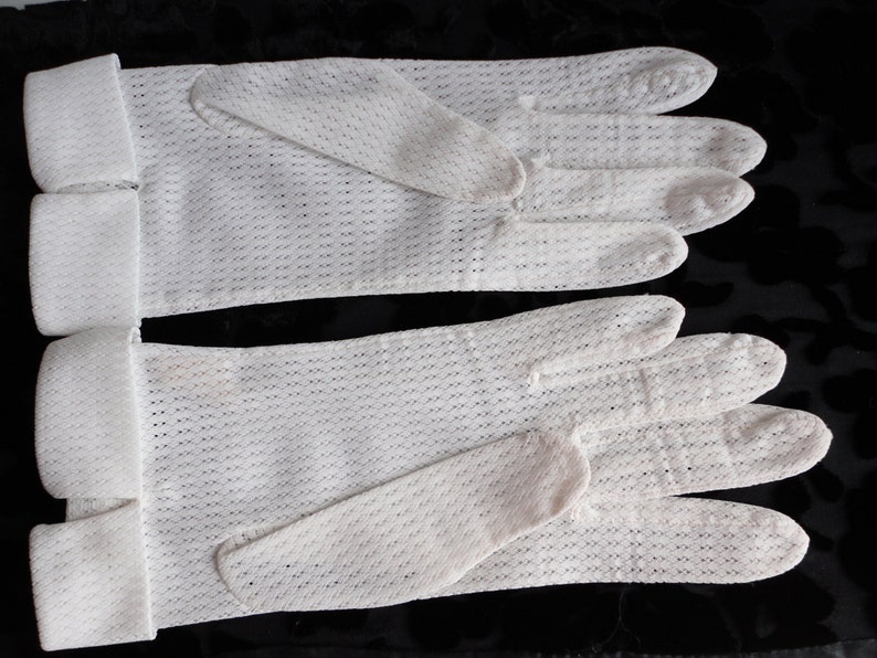 White Terylene Women Gloves Size 6.5 Kayser Bridal 60s Etsy