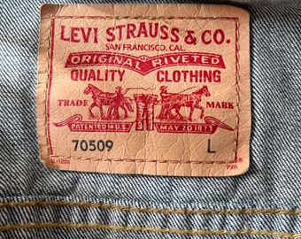 Levi's スタジャン XL USED Vintage Levi's Jean Jacket Mens L 90's Leather Collar