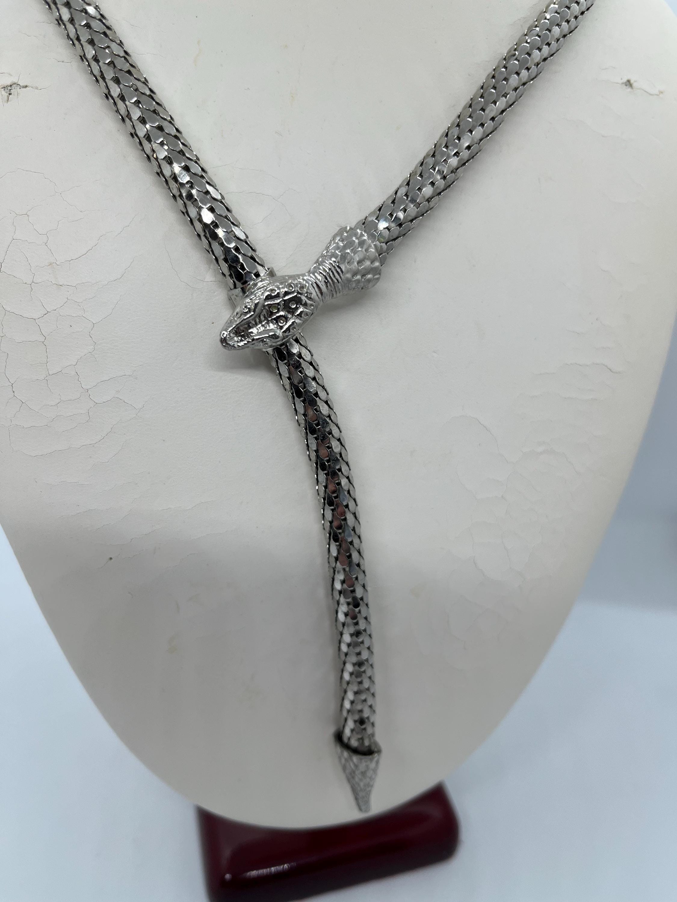 Collier Mailles Serpent Vintage Années 70 - Argenté - Occasion Parfait état