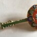 BROCHE CLIP Décorative Micro-mosaïque Florentine - Motif Mandoline, Métal Doré, Style Italien