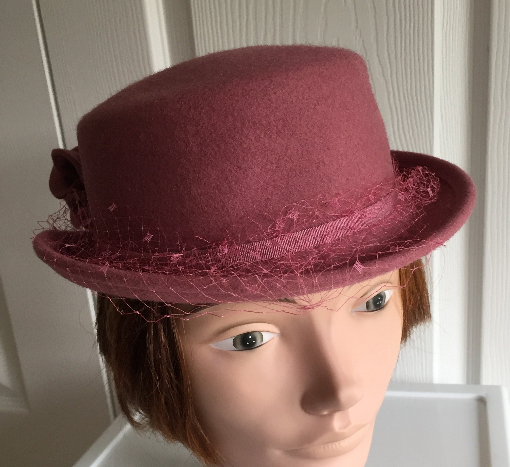 M’sieu Leon light pastel mint green black ribbon feather felt  fedora hat M main image 3