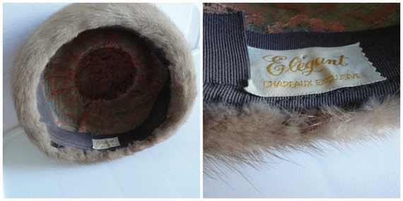 60s Light Brown Mink Fur Hat  Elegant XS 21'' Vin… - image 5