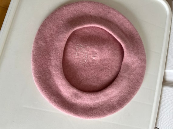 80s light pink wool beret unisex hat medium 10.5 … - image 5