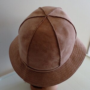 70s Old Rose Suedine Women Hat Anita Pineault Made in Canada 21 1/2 inches small image 4
