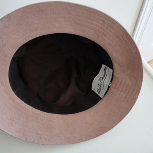 70s Old Rose Suedine Women Hat Anita Pineault Made in Canada 21 1/2 inches small image 5