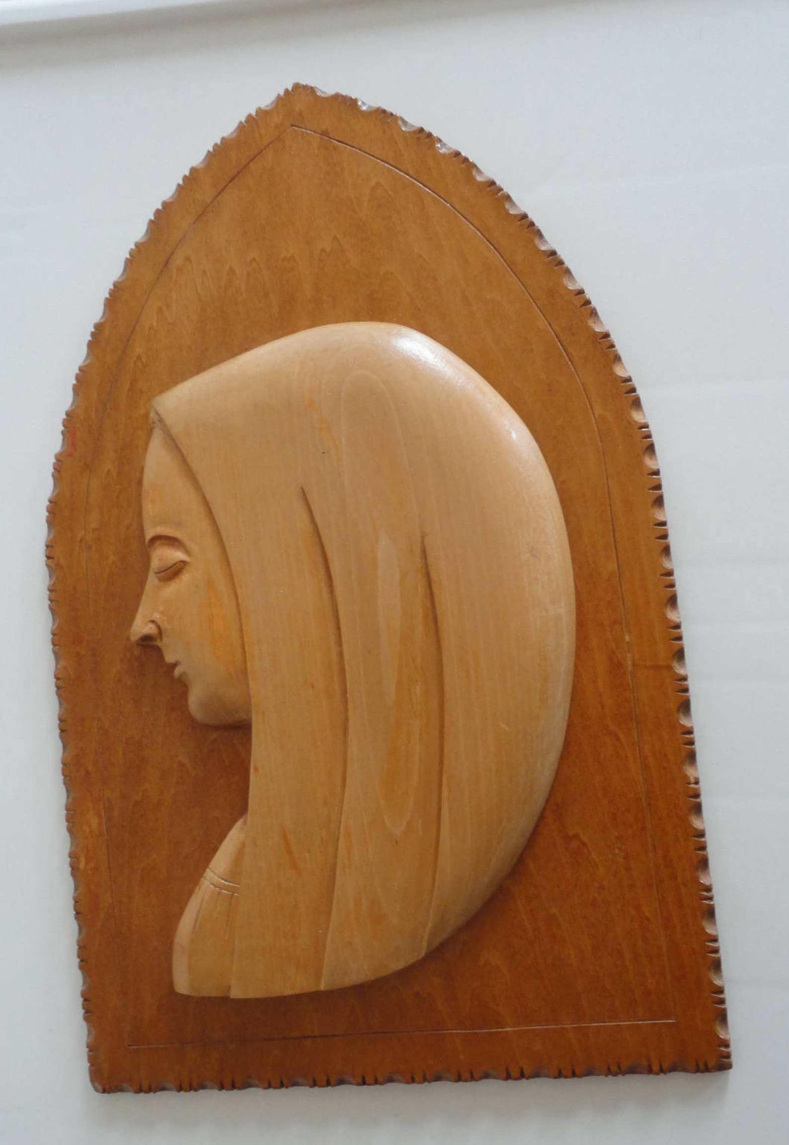 60s Hand Carved Wood Madonna on Wood Plaque - Etsy Canada