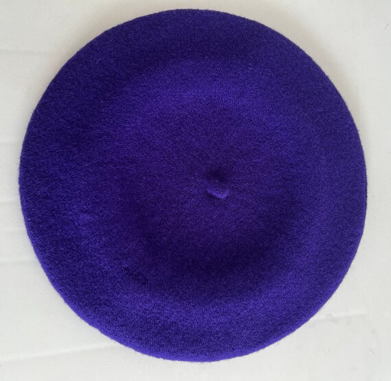 80s Purple wool beret unisex hat extra small  9 3… - image 7