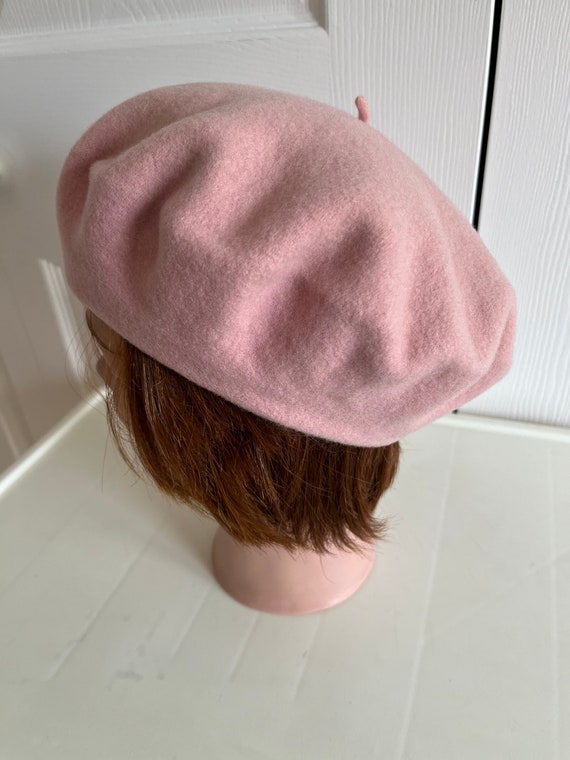 80s light pink wool beret unisex hat medium 10.5 … - image 4