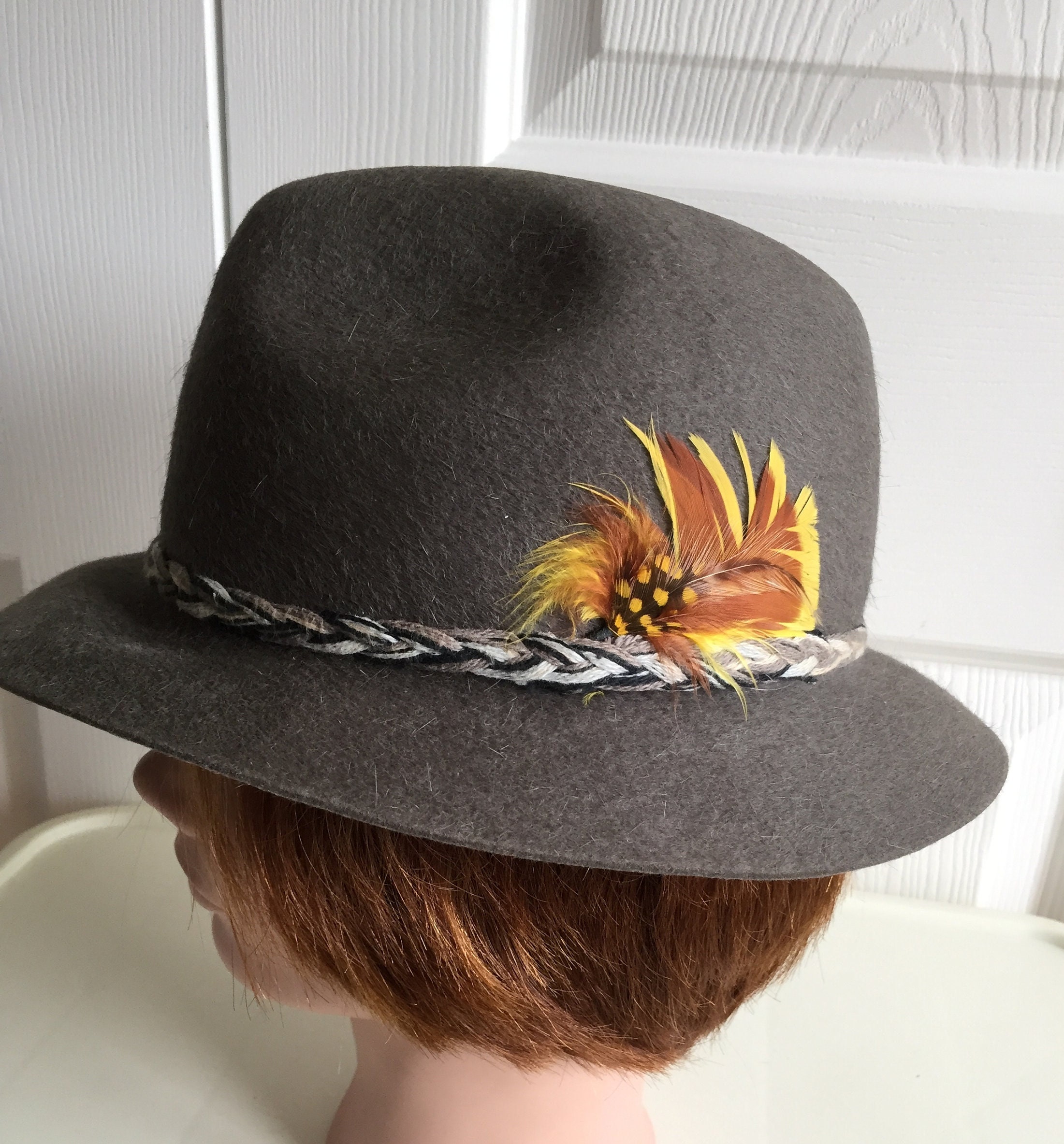 1960s Braided Grey Felt Hat 1960s Grey Fedora - Etsy main image 3