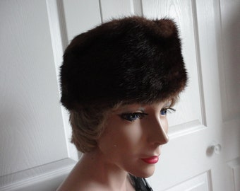 Vintage Dark Brown Mink Fur Women Hat Med 21.25 Small  Chiasson 60's