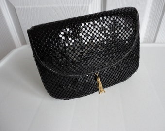 Vintage Black Metal Mesh Evening Purse