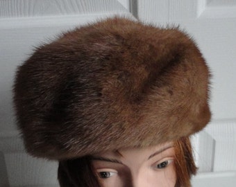 Medium Brown Mink Women Hat Small 21.5 Made in Canada