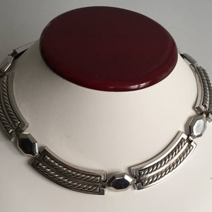 60s Silvertone Links & Rope Choker Necklace