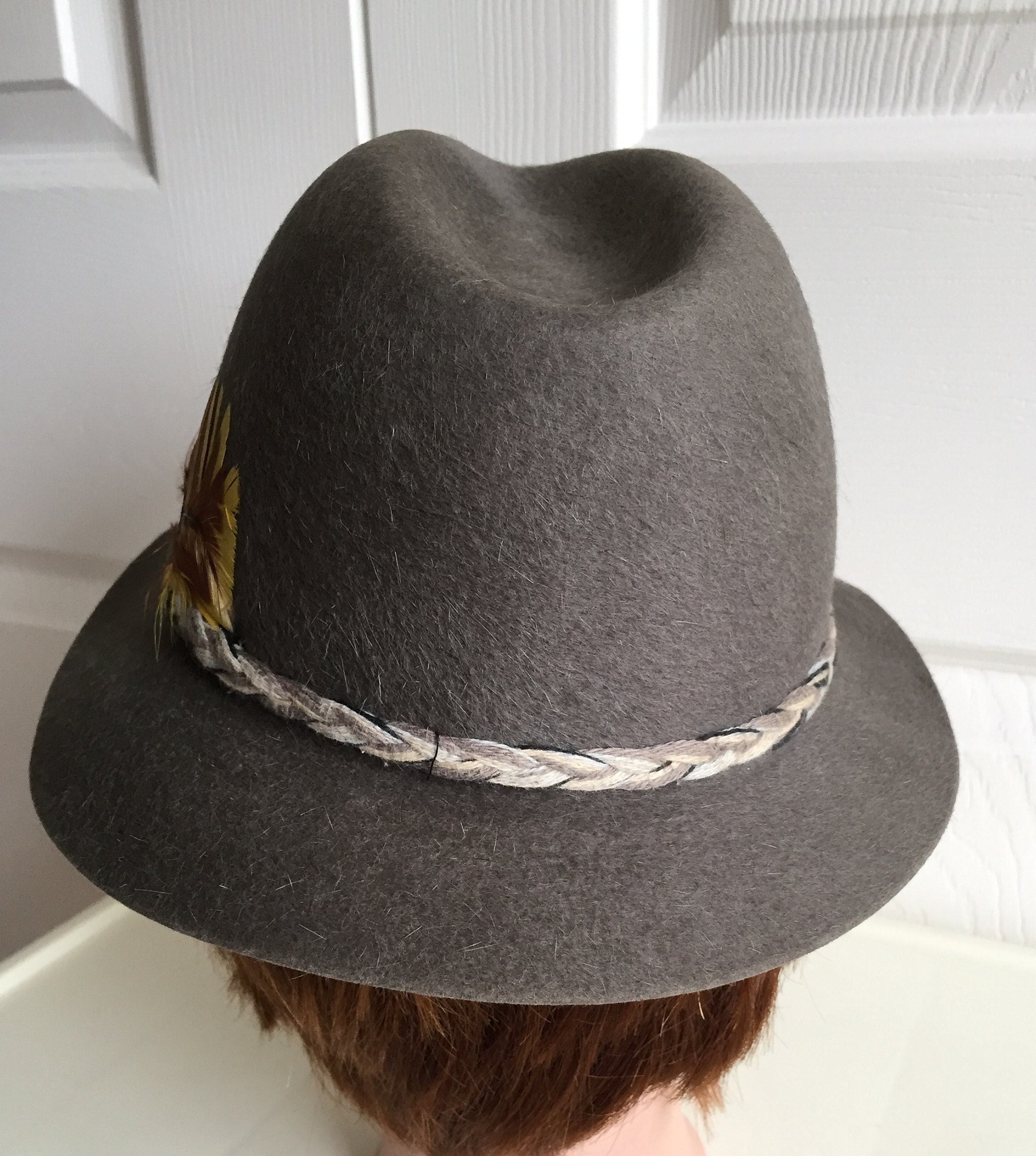 1960s Braided Grey Felt Hat 1960s Grey Fedora - Etsy main image 4