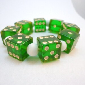 50s clear green Bakelite dices stretch bracelet vintage image 3