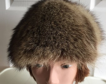 60s  Raccoon Fox Fur Women Hat S 21.25 Boutique Kates Canada Vintage