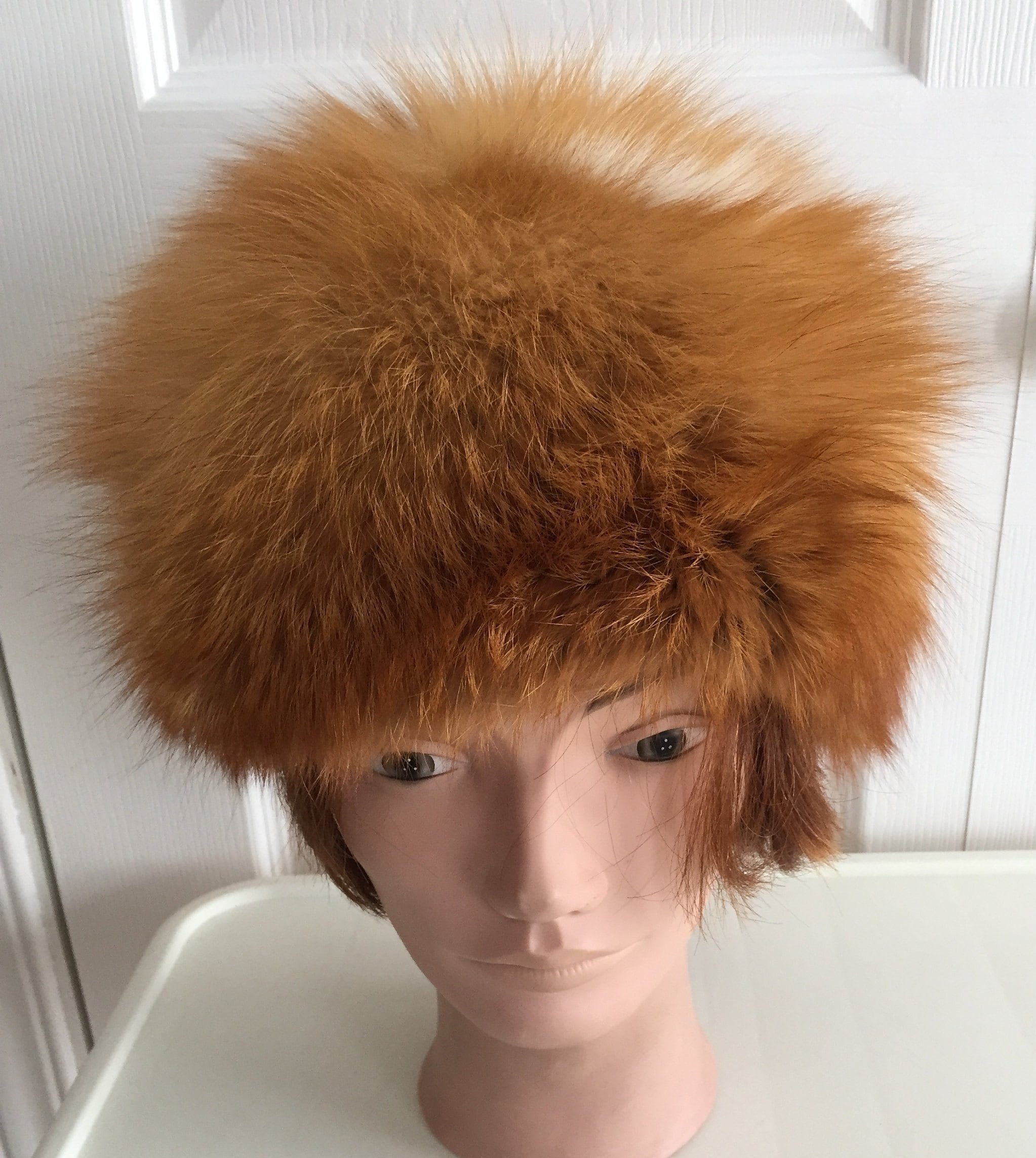 Vintage Real Fox Fur Hat Red Fox Fur Davy Crockett Hat with Red Fox Tail for Men  main image 4