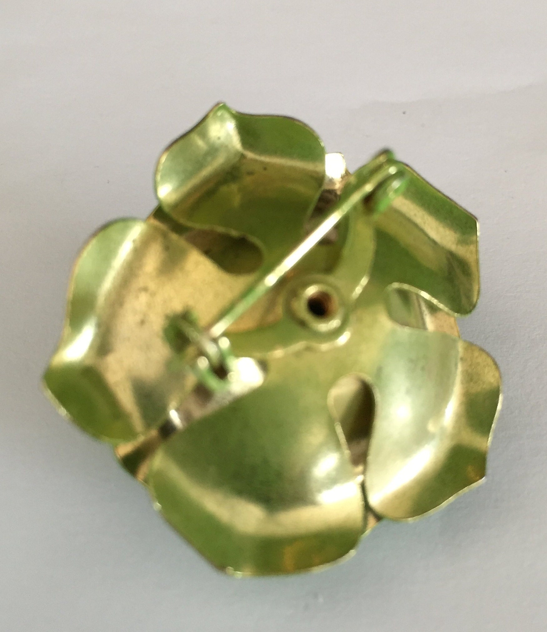 60s Green Enamel Metal Rose Flower Brooch Vintage - Etsy