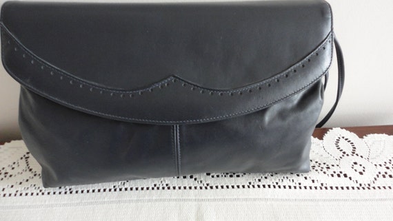 navy soft leather handbag