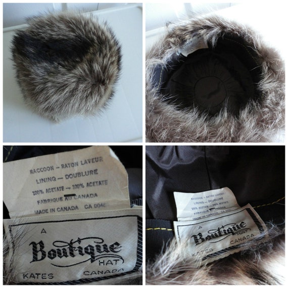 Vintage Raccoon Fur Women Hat Small 21.75 inches … - image 5