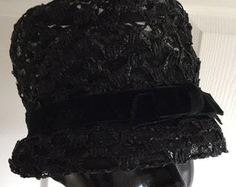 60s Vintage Black Straw Women Hat Extra Small  20.25  Canada