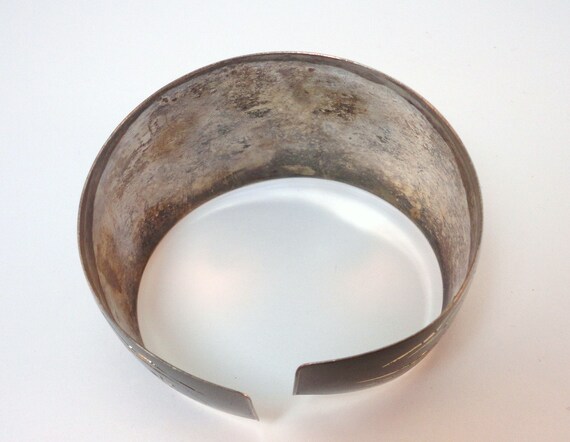 40s Silver Niello Pagoda Wide Cuff Vintage - image 4