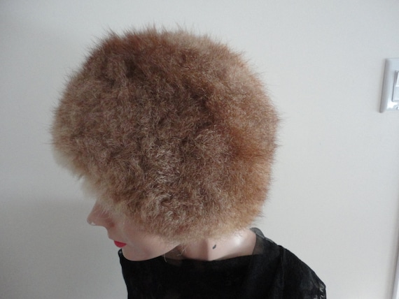 Vintage Brown Opposum Fur Women Hat 60s Canada Sm… - image 2