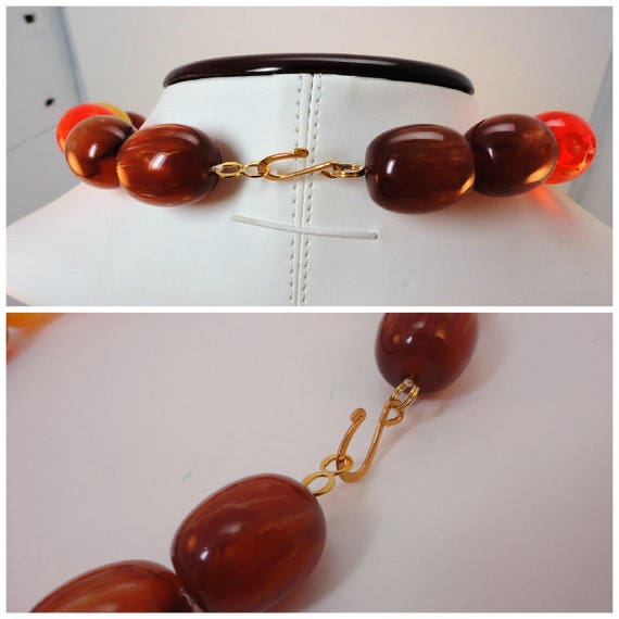 60s Multicolor Necklace Heavy Oblong Lucite Beads… - image 5