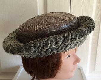 70s Vintage Persian Lamb/Snakeskin Women  Hat XS 21 inches 60sGR Originals Canada