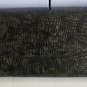 70s Vintage Dk Green Faux Snakeskin Leather Clutch Monedero 70s Naturalizer/Mastercraft