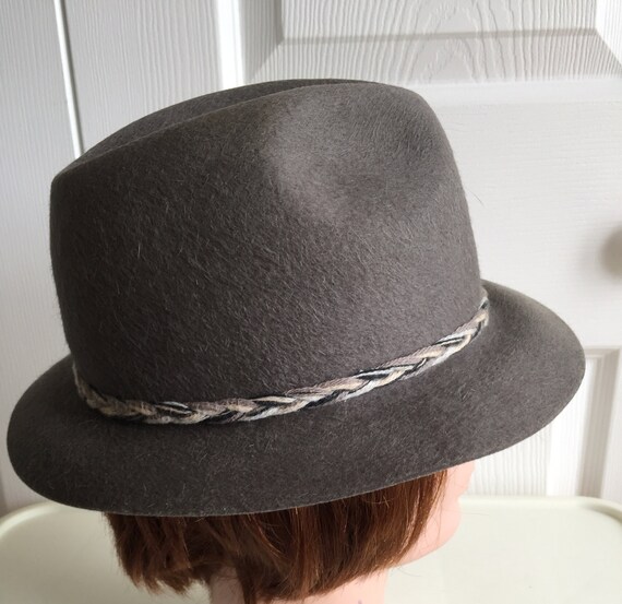 60s Vintage Grey Furfelt Men Fedora Hat/braided Band Small  display picture 2