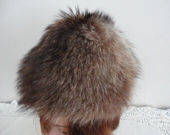 60s  Raccoon Fox Fur Women Hat S 21.25 Made in Canada Vintage