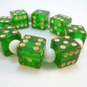 50s clear green Bakelite dices stretch bracelet vintage image 5